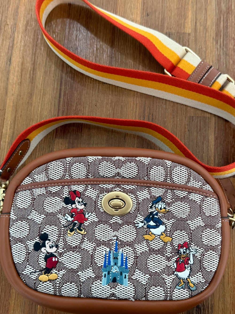 Coach x Disney Brown Signature Canvas Crossbody with Disney Embroidery